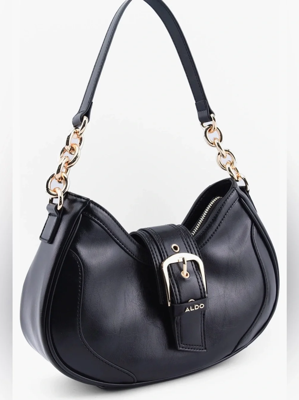 Aldo Bixhoma Black Shoulder Bag Purse Gold Chain Y2K Vibes NWT